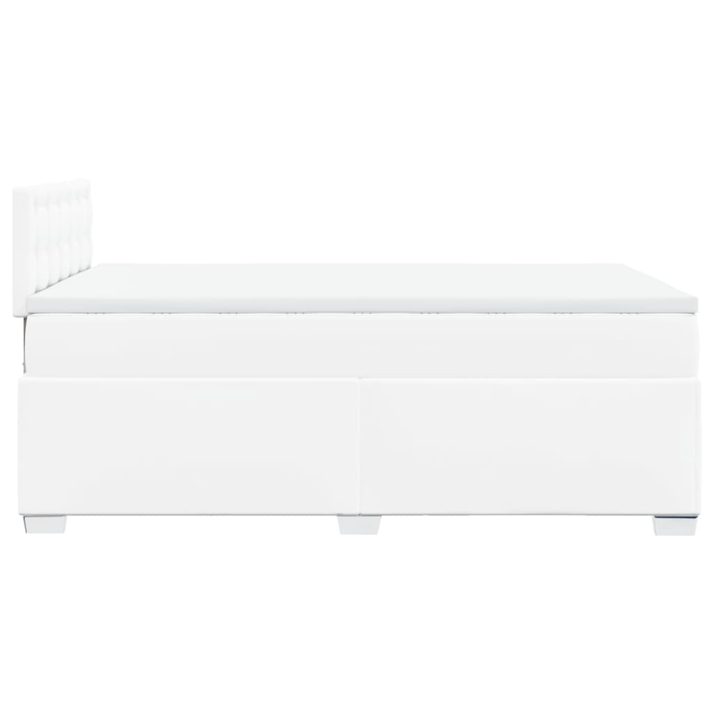 Boxspringbett mit Matratze Weiß 120x190 cm Kunstleder
