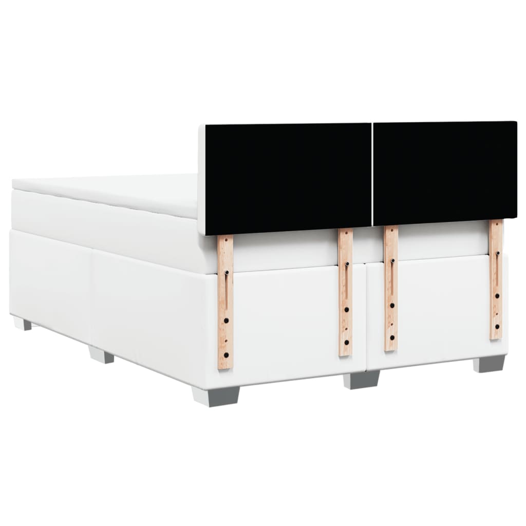Boxspringbett mit Matratze Weiß 140x190 cm Kunstleder