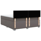 Boxspringbett mit Matratze Grau 180x200 cm Kunstleder