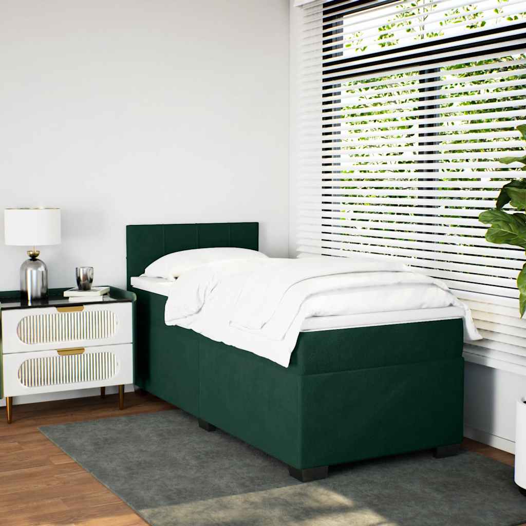Boxspringbett mit Matratze Dunkelgrün 80x200 cm Samt