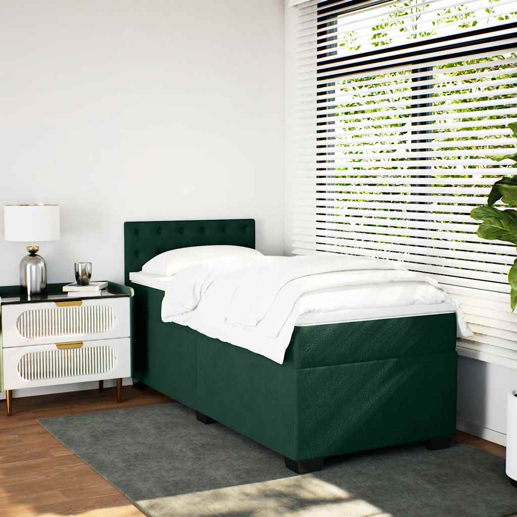 Boxspringbett mit Matratze Dunkelgrün 80x200 cm Samt