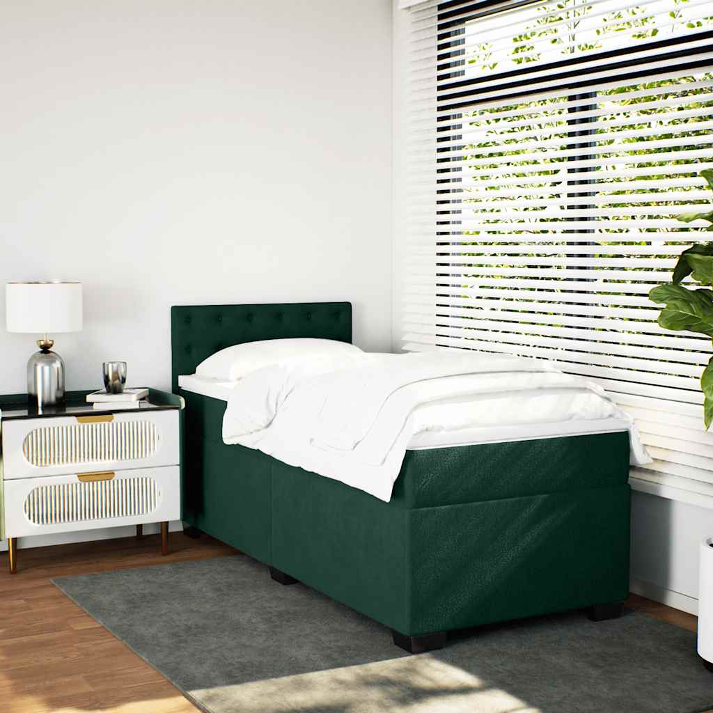 Boxspringbett mit Matratze Dunkelgrün 90x190 cm Samt