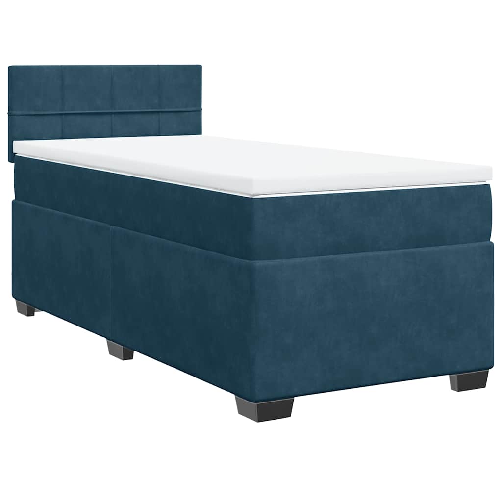 Boxspringbett mit Matratze Dunkelblau 90x190 cm Samt