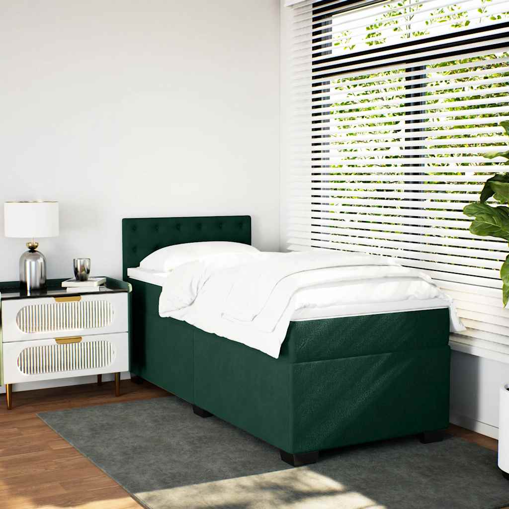 Boxspringbett mit Matratze Dunkelgrün 90x200 cm Samt