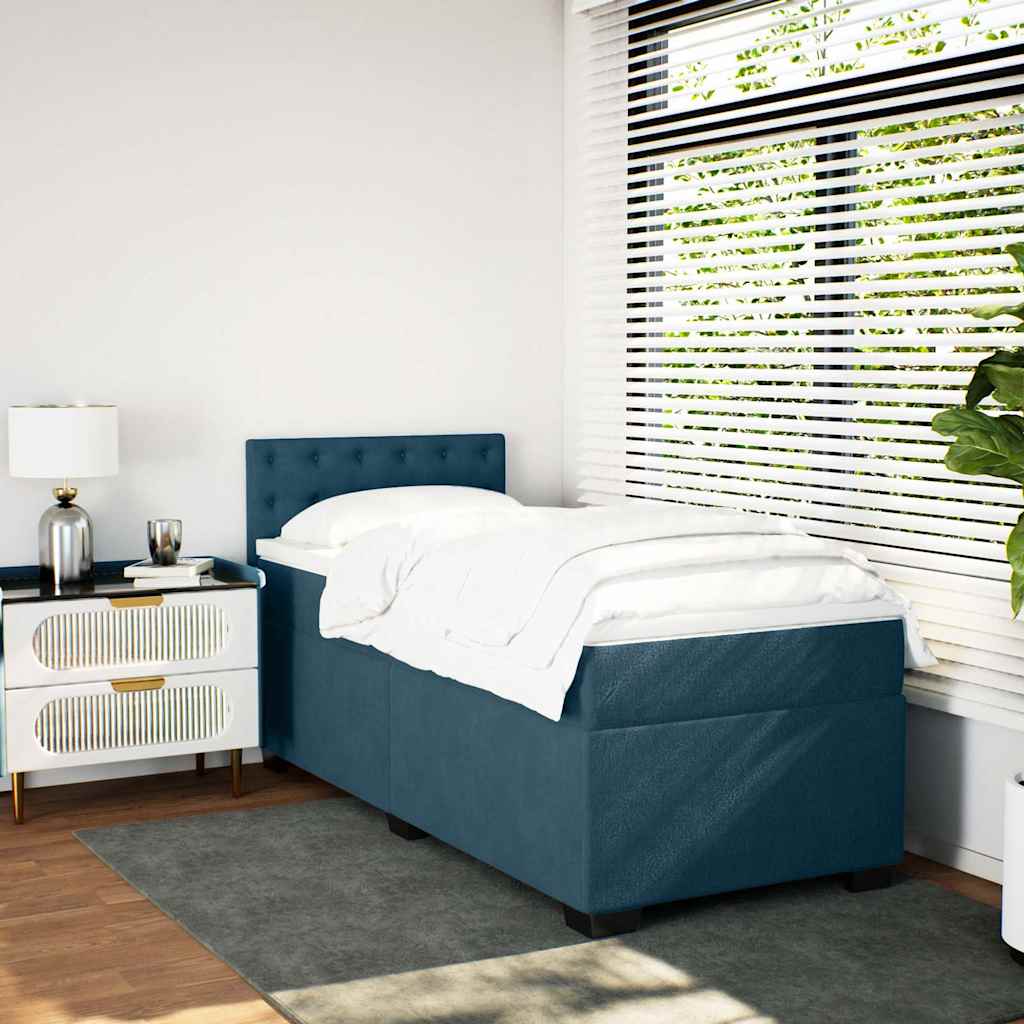 Boxspringbett mit Matratze Dunkelblau 90x200 cm Samt