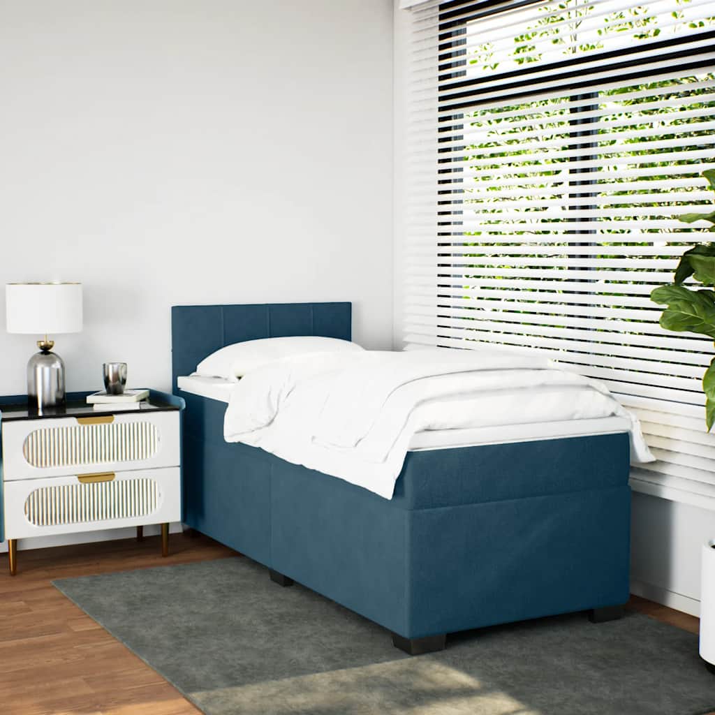 Boxspringbett mit Matratze Dunkelblau 90x200 cm Samt