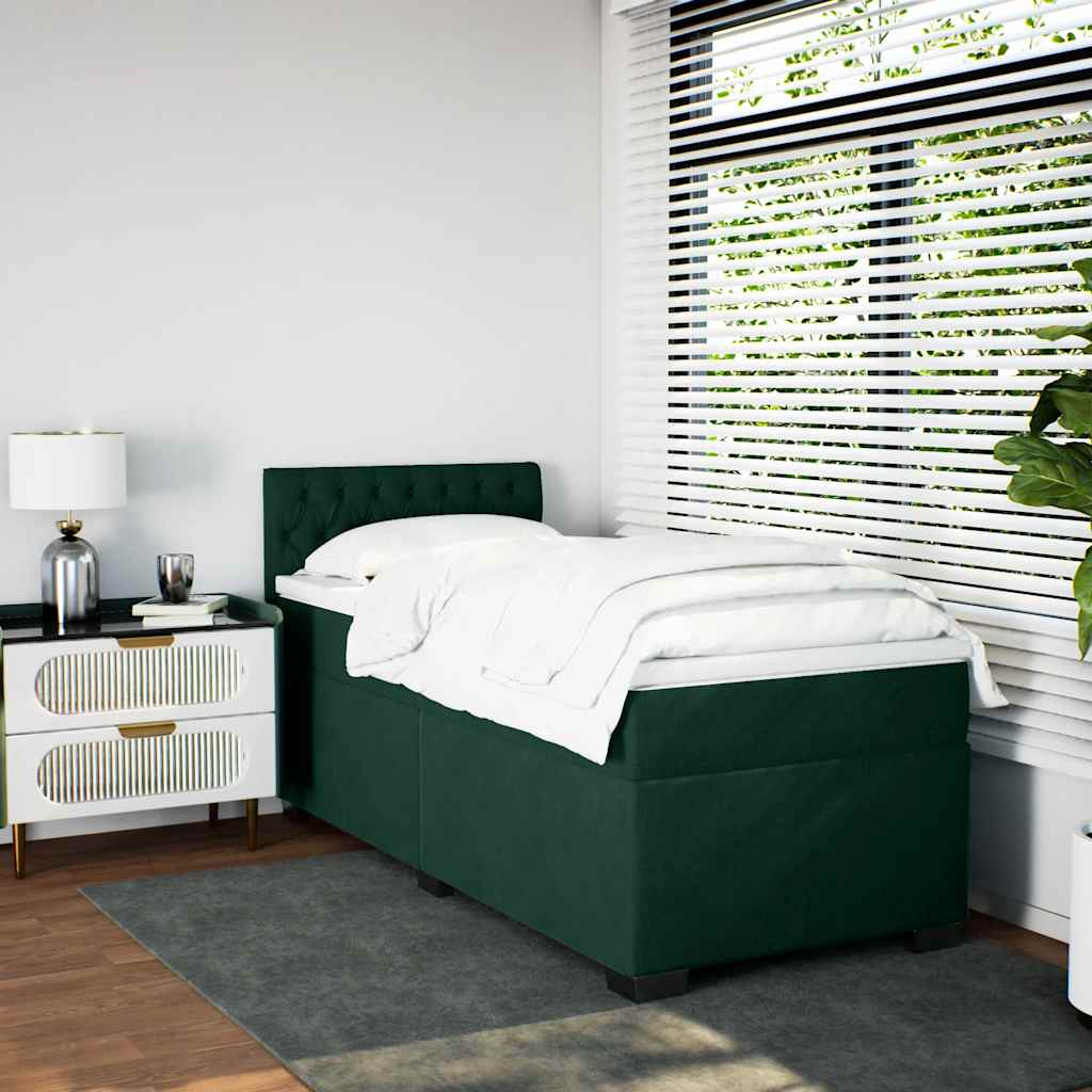 Boxspringbett mit Matratze Dunkelgrün 100x200 cm Samt