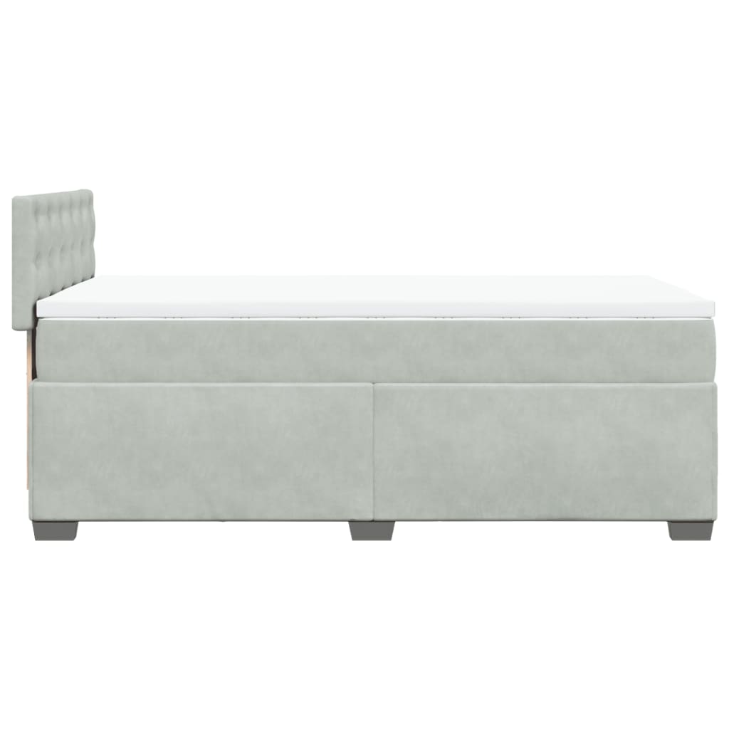 Boxspringbett mit Matratze Hellgrau 100x200 cm Samt
