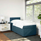 Boxspringbett mit Matratze Dunkelblau 100x200 cm Samt