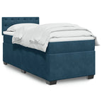 Boxspringbett mit Matratze Dunkelblau 100x200 cm Samt