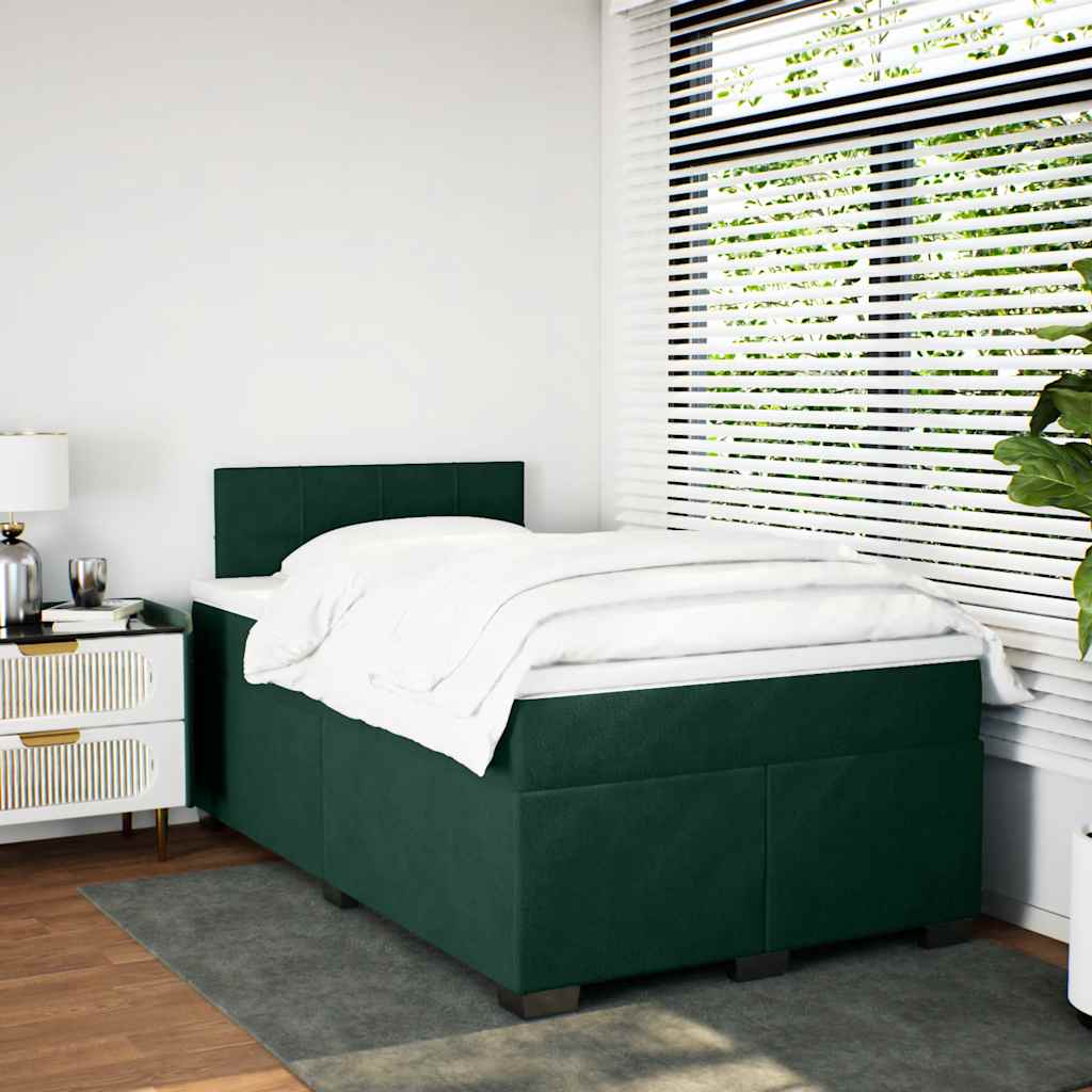 Boxspringbett mit Matratze Dunkelgrün 120x190 cm Samt