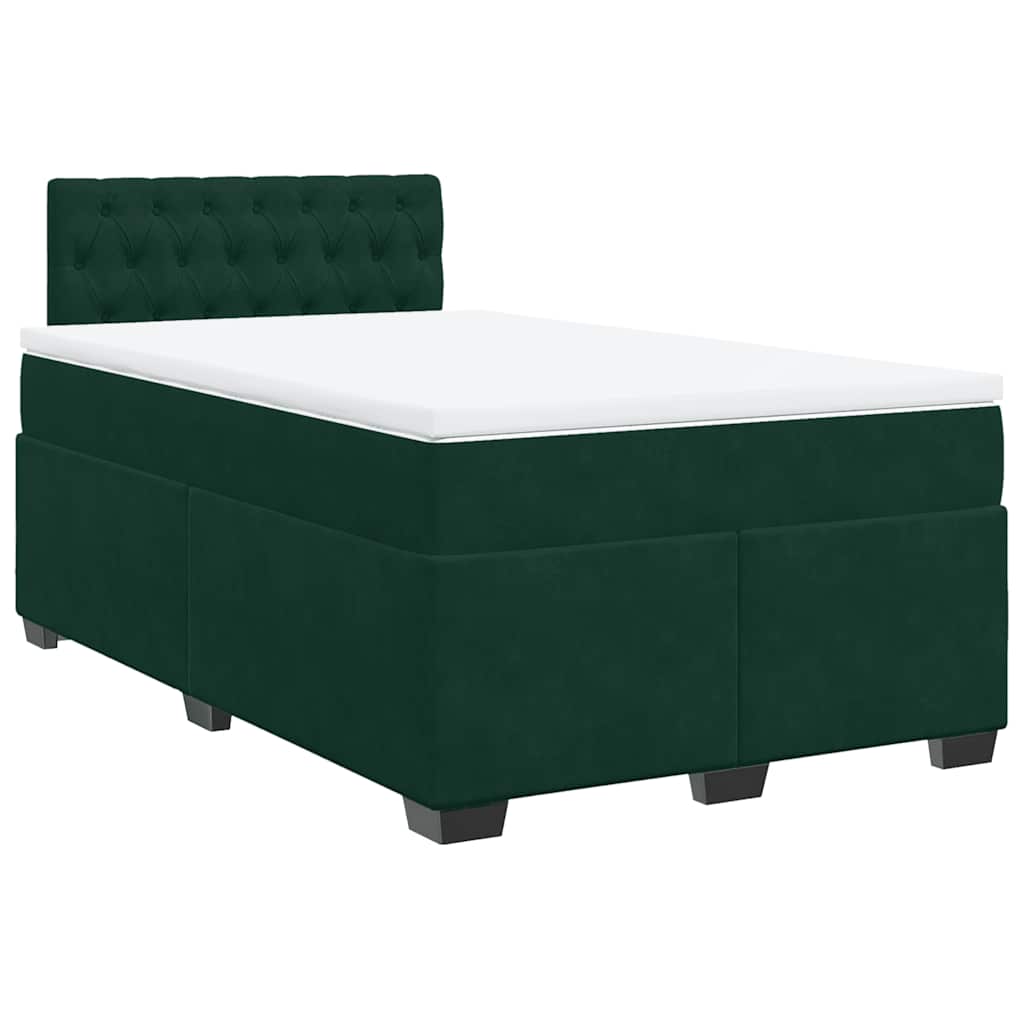 Boxspringbett mit Matratze Dunkelgrün 120x190 cm Samt