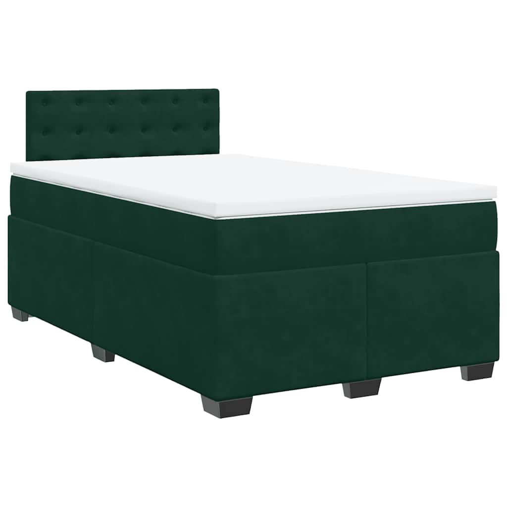 Boxspringbett mit Matratze Dunkelgrün 120x190 cm Samt