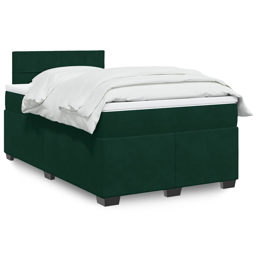 Boxspringbett mit Matratze Dunkelgrün 120x200 cm Samt