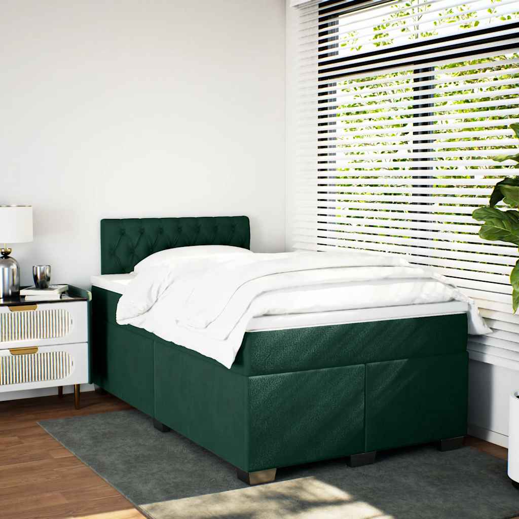 Boxspringbett mit Matratze Dunkelgrün 120x200 cm Samt