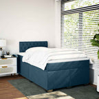 Boxspringbett mit Matratze Dunkelblau 120x200 cm Samt