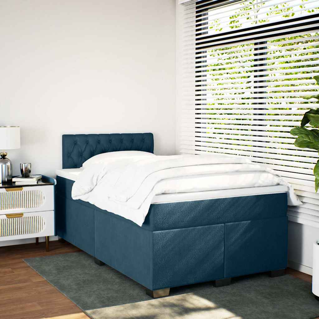 Boxspringbett mit Matratze Dunkelblau 120x200 cm Samt