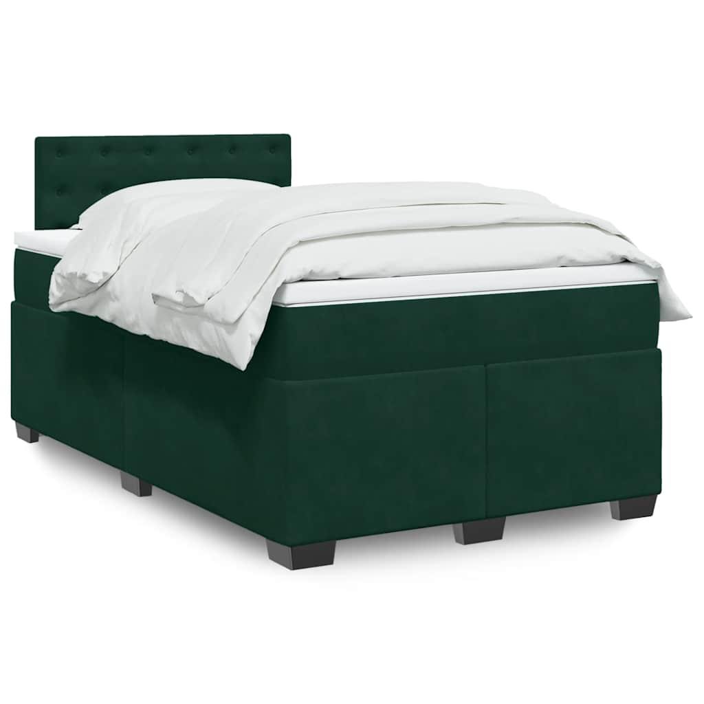 Boxspringbett mit Matratze Dunkelgrün 120x200 cm Samt