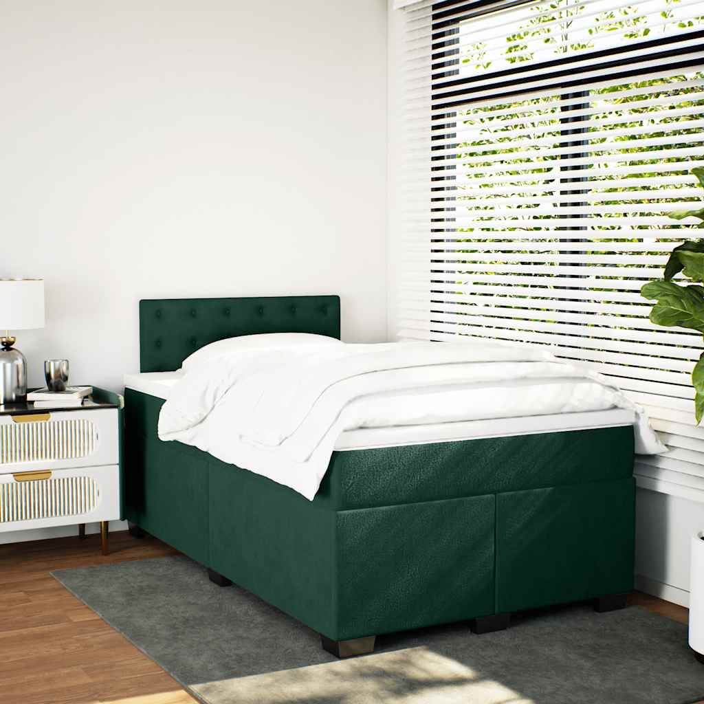 Boxspringbett mit Matratze Dunkelgrün 140x190 cm Samt
