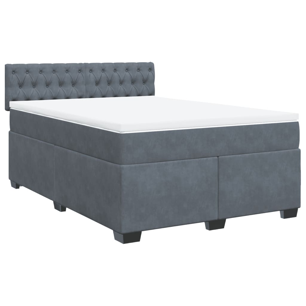 Boxspringbett mit Matratze Dunkelgrau 140x190 cm Samt