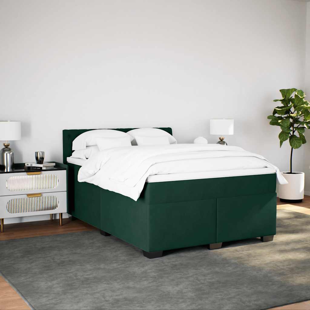 Boxspringbett mit Matratze Dunkelgrün 140x190 cm Samt