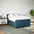 Boxspringbett mit Matratze Dunkelblau 140x200 cm Samt