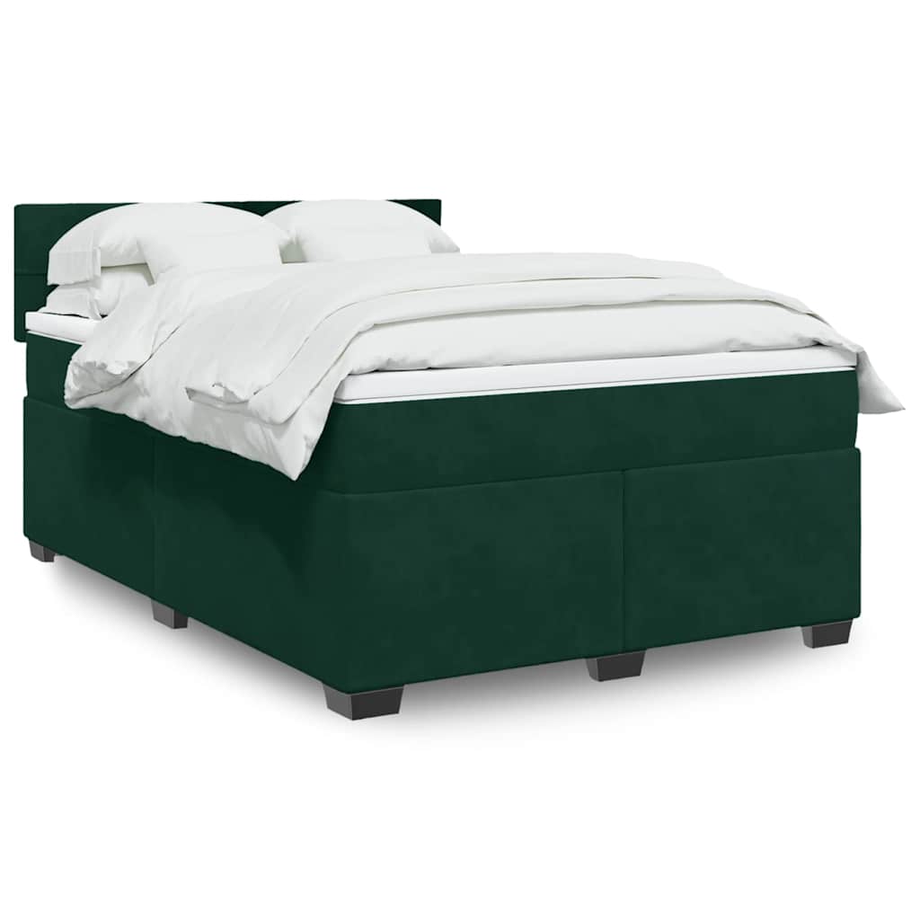 Boxspringbett mit Matratze Dunkelgrün 140x200 cm Samt