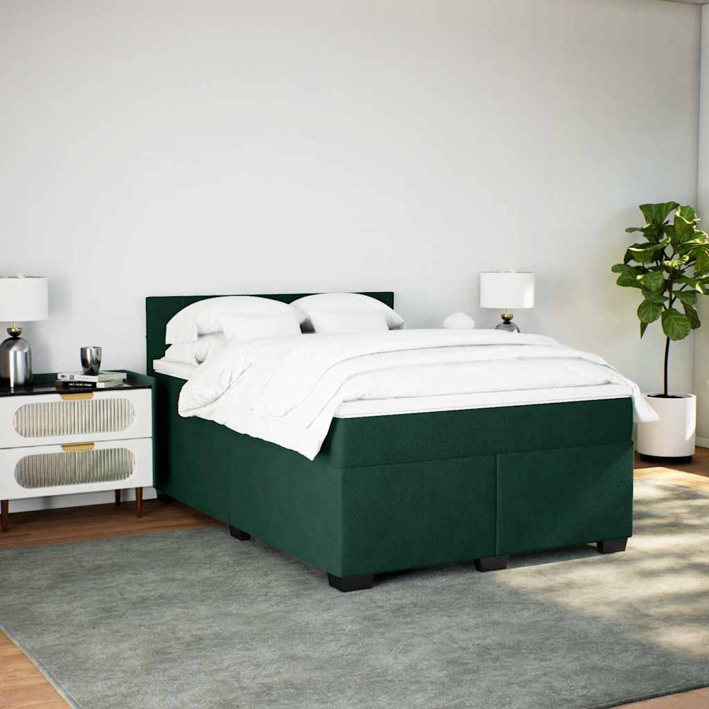 Boxspringbett mit Matratze Dunkelgrün 140x200 cm Samt