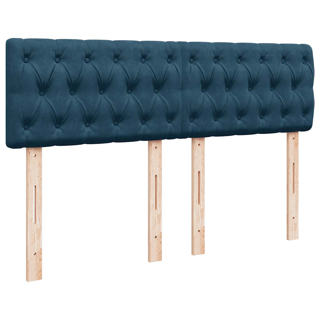 Boxspringbett mit Matratze Dunkelblau 140x200 cm Samt
