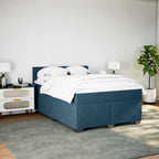 Boxspringbett mit Matratze Dunkelblau 140x200 cm Samt
