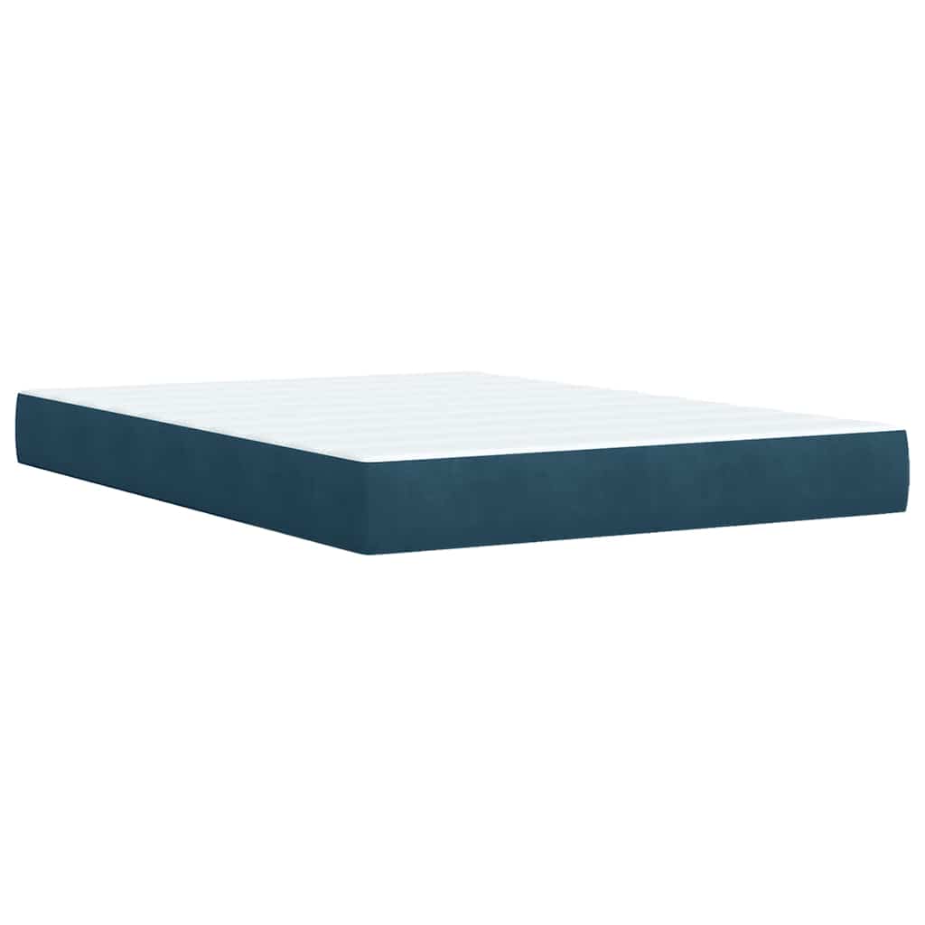 Boxspringbett mit Matratze Dunkelblau 140x200 cm Samt