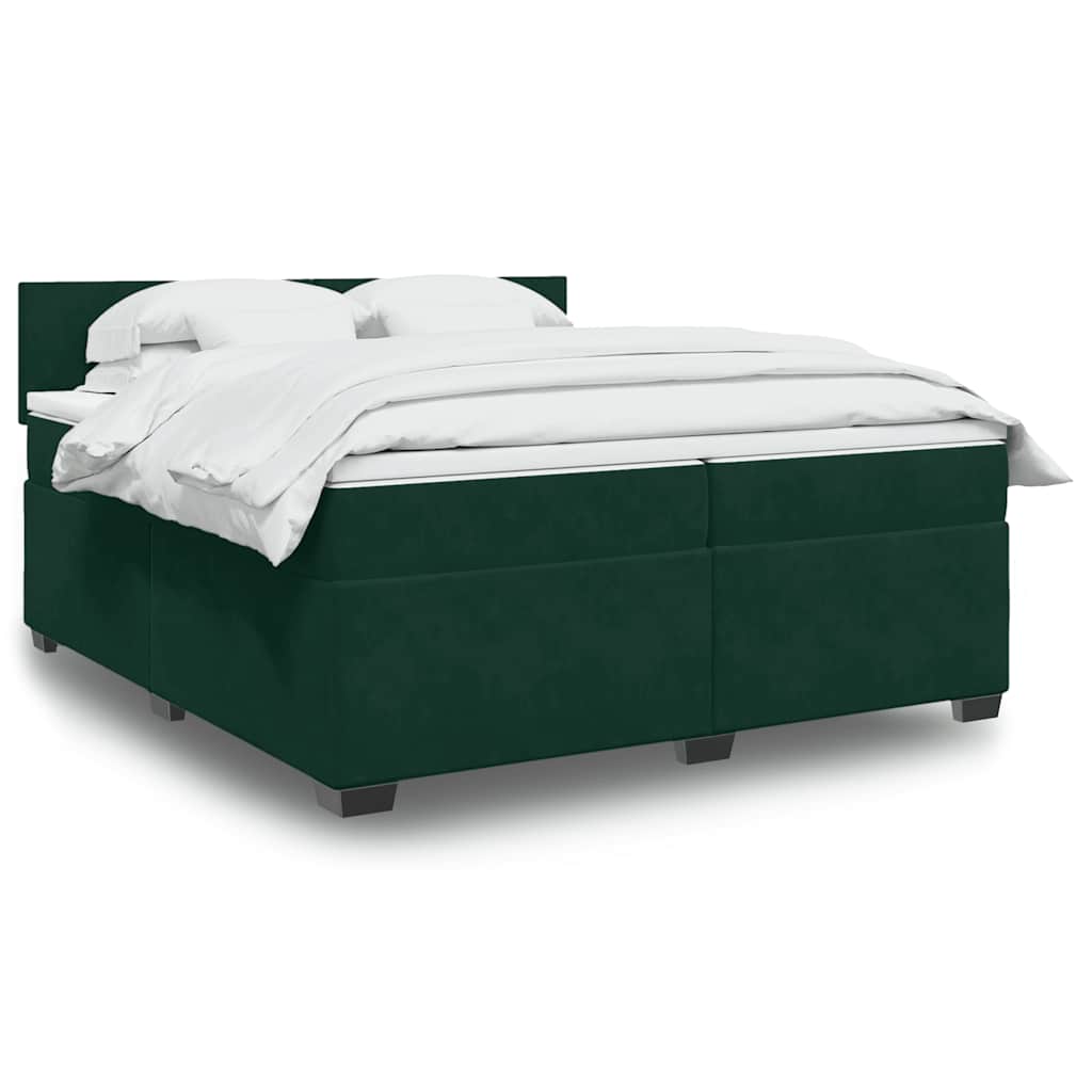 Boxspringbett mit Matratze Dunkelgrün 200x200 cm Samt