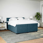 Boxspringbett mit Matratze Dunkelblau 200x200 cm Samt