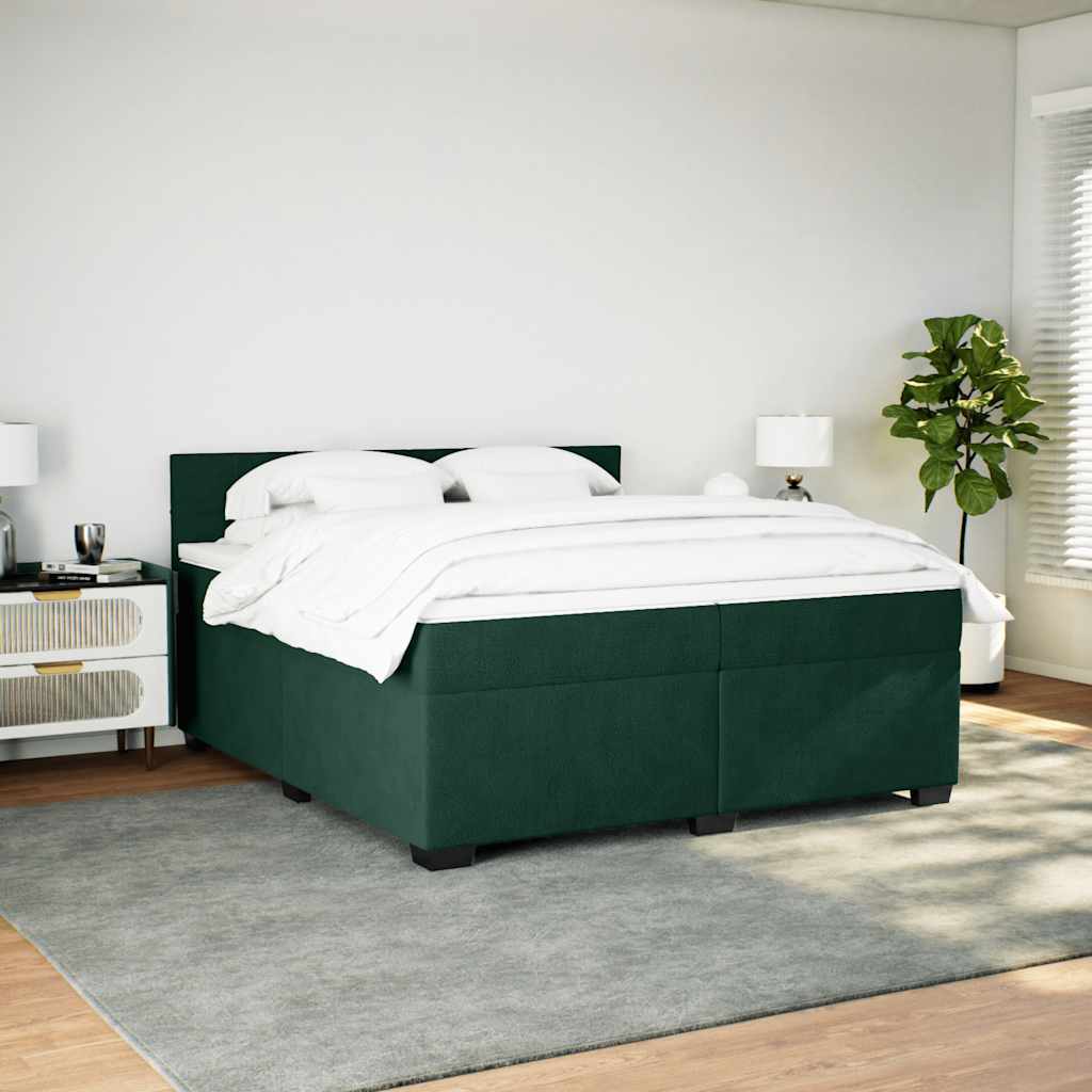 Boxspringbett mit Matratze Dunkelgrün 200x200 cm Samt