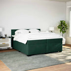 Boxspringbett mit Matratze Dunkelgrün 200x200 cm Samt