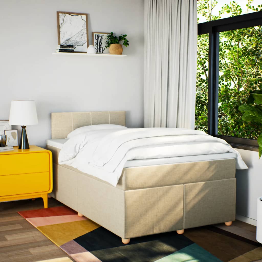 Boxspringbett mit Matratze Creme 120x190 cm Stoff