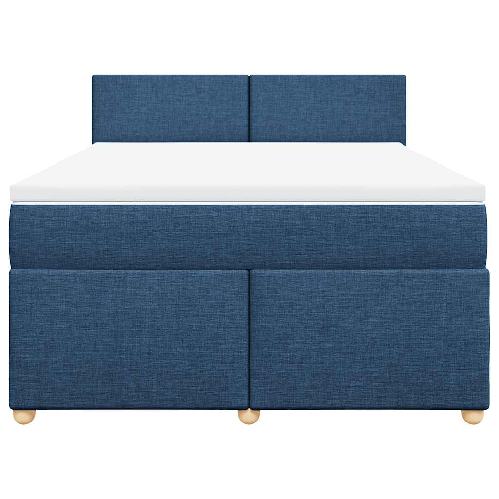Boxspringbett mit Matratze Blau 140x190 cm Stoff