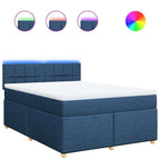 Boxspringbett mit Matratze Blau 140x190 cm Stoff