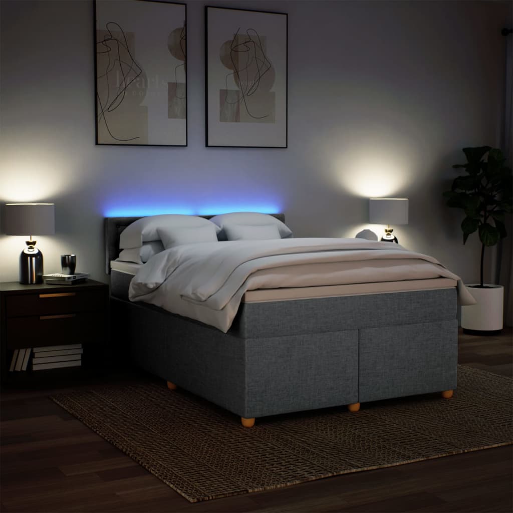 Boxspringbett mit Matratze Hellgrau 140x190 cm Stoff