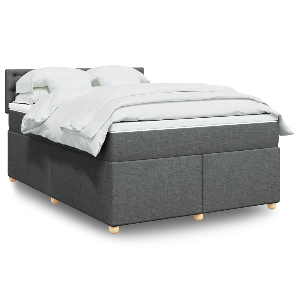 Boxspringbett mit Matratze Dunkelgrau 140x190 cm Stoff