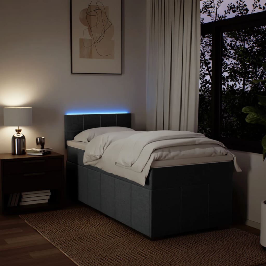 Boxspringbett mit Matratze Dunkelgrau 90x190 cm Stoff