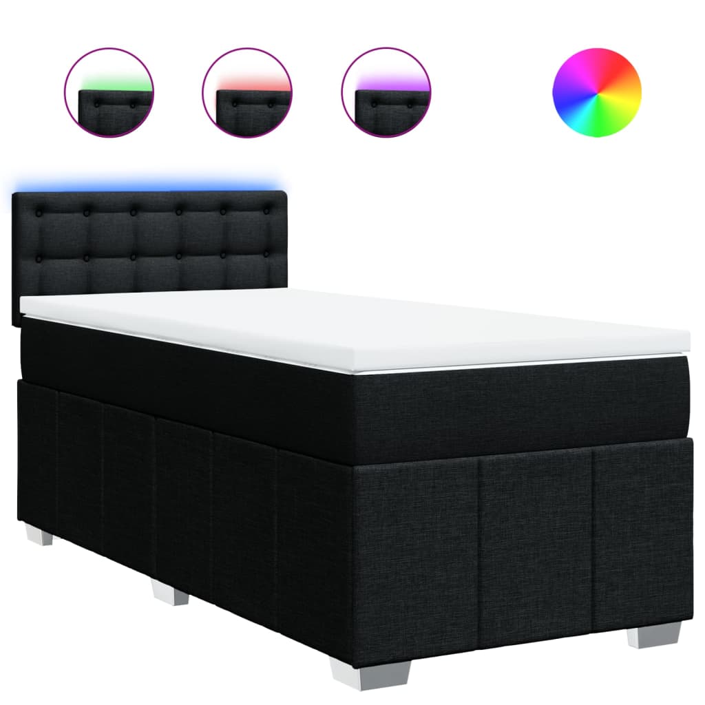 Boxspringbett mit Matratze Schwarz 100x200 cm Stoff