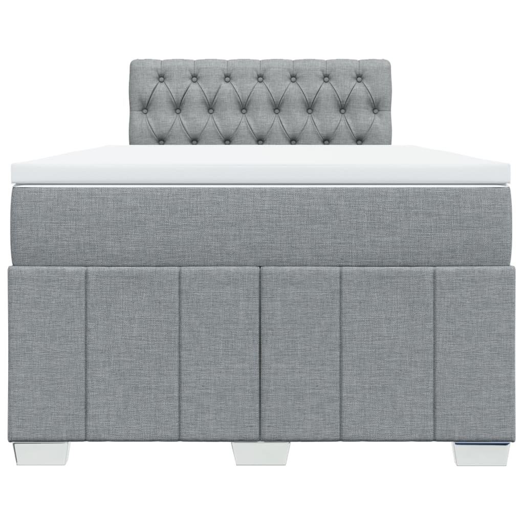 Boxspringbett mit Matratze Hellgrau 120x200 cm Stoff