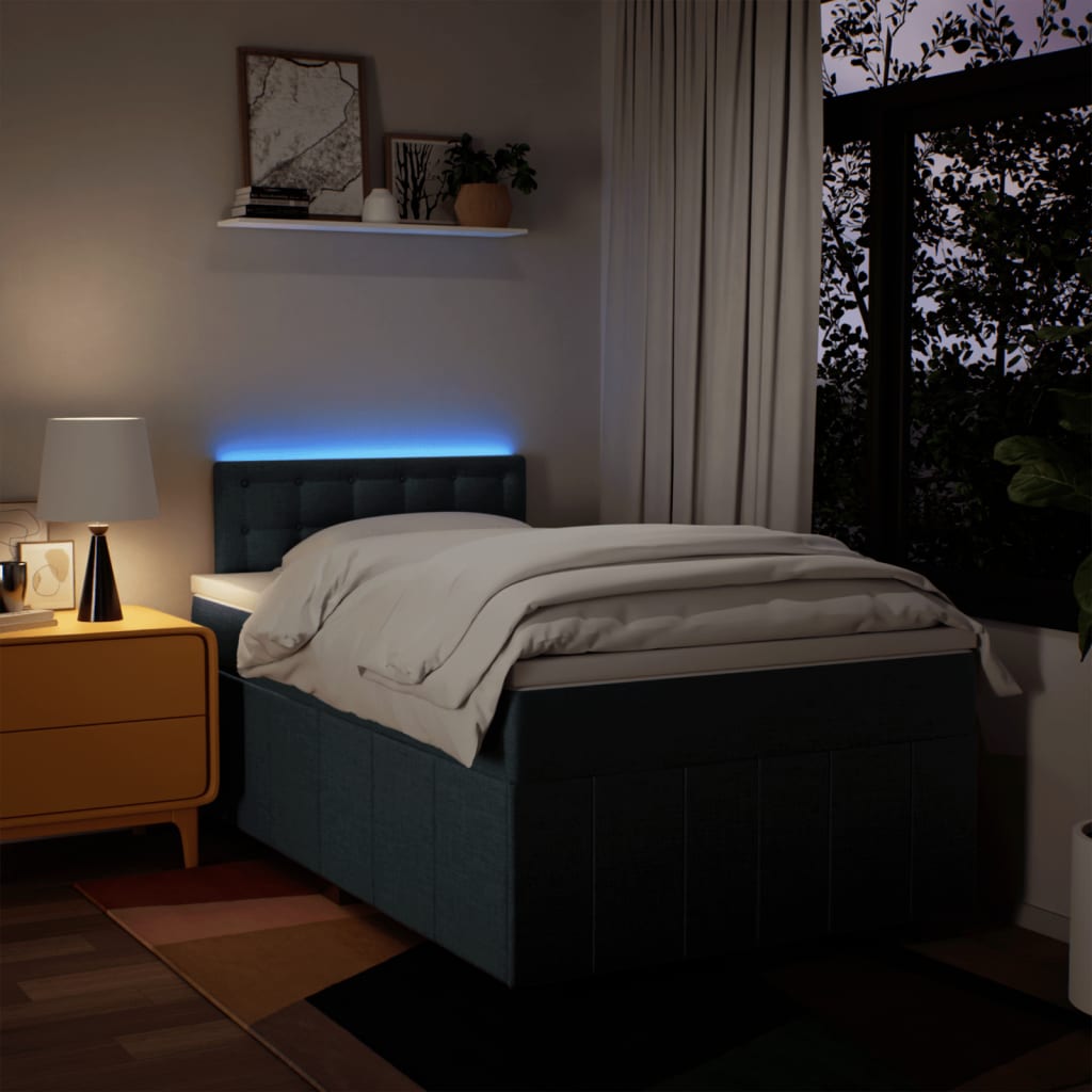Boxspringbett mit Matratze Blau 120x200 cm Stoff