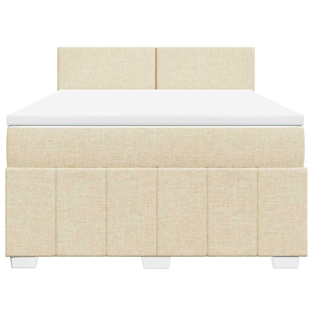 Boxspringbett mit Matratze Creme 140x190 cm Stoff