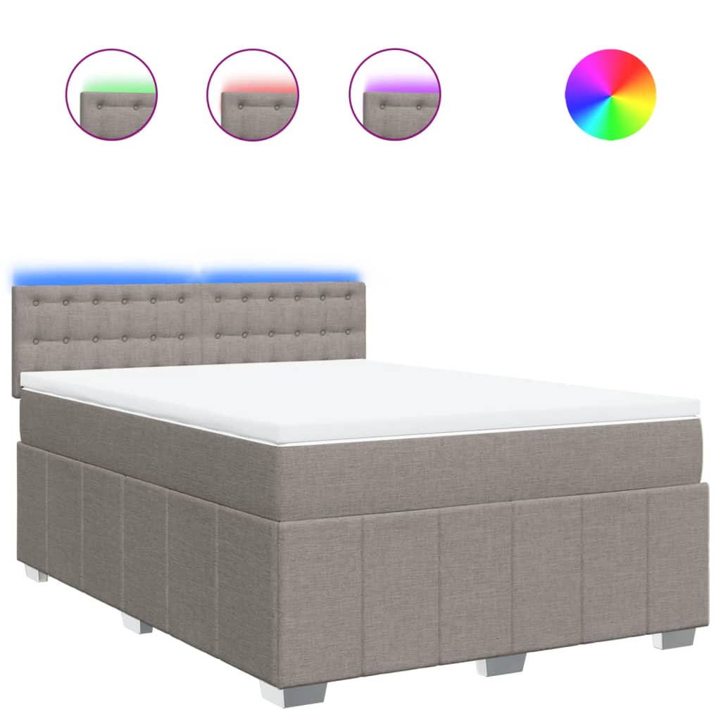 Boxspringbett mit Matratze Taupe 140x190 cm Stoff