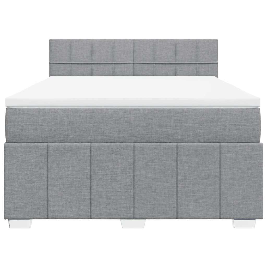 Boxspringbett mit Matratze Hellgrau 140x200 cm Stoff