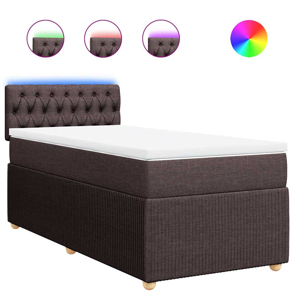 Boxspringbett mit Matratze Dunkelbraun 80x200 cm Stoff