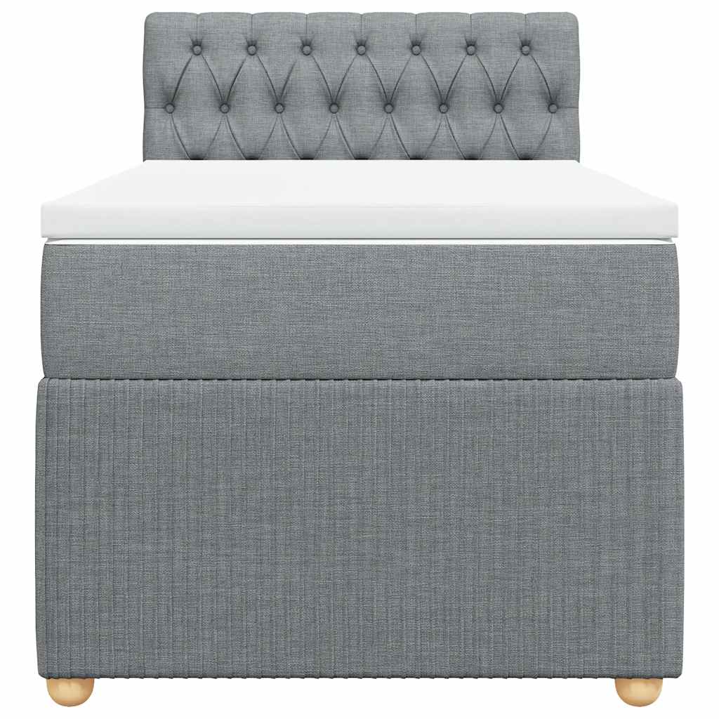 Boxspringbett mit Matratze Hellgrau 90x190 cm Stoff