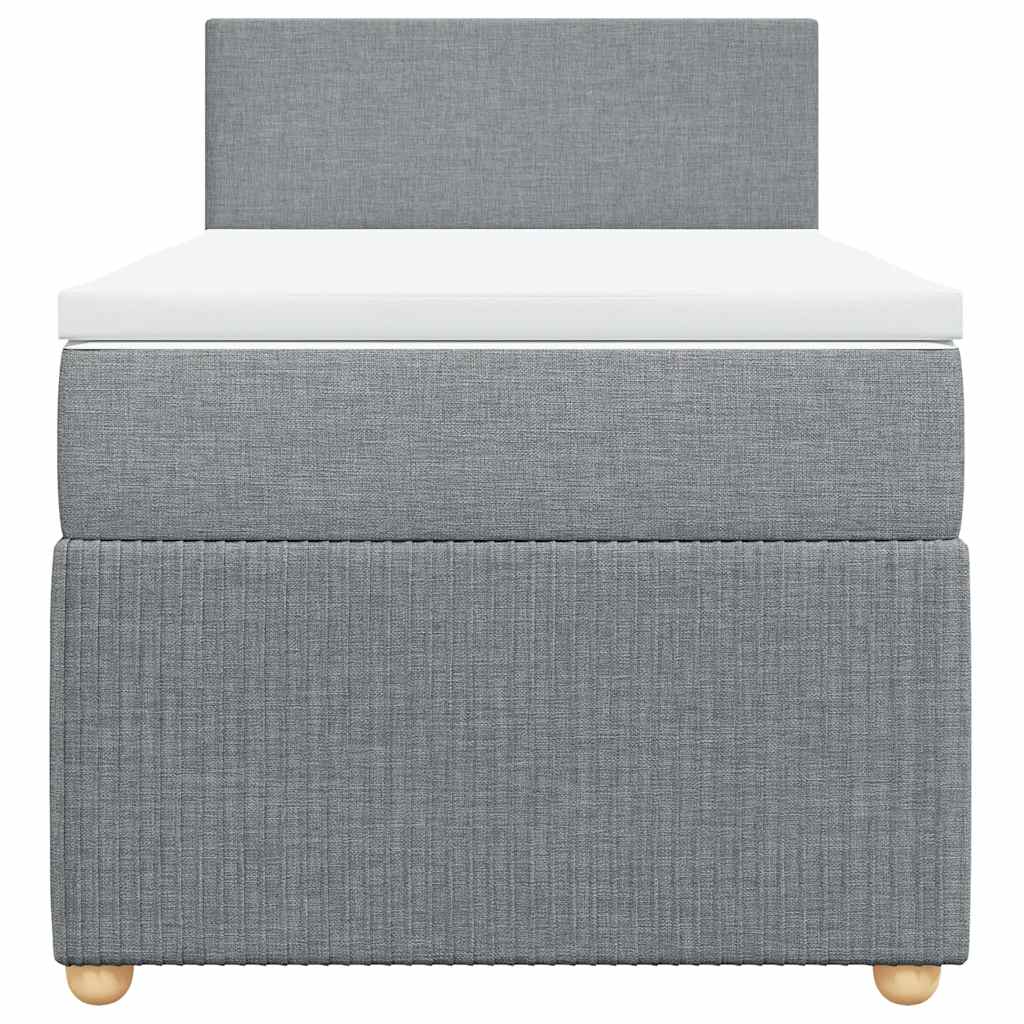 Boxspringbett mit Matratze Hellgrau 90x200 cm Stoff